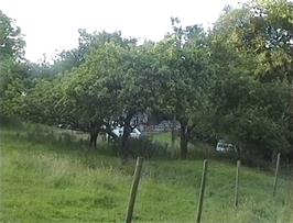 Our first view of Quantock Hills youth hostel, from the end of the track off the Quantocks